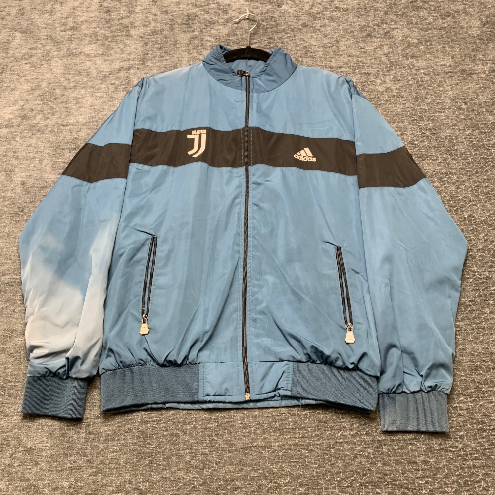 Y2K Juventus FC Track Jacket Mens Large Gray Adidas Football Club Full Zip